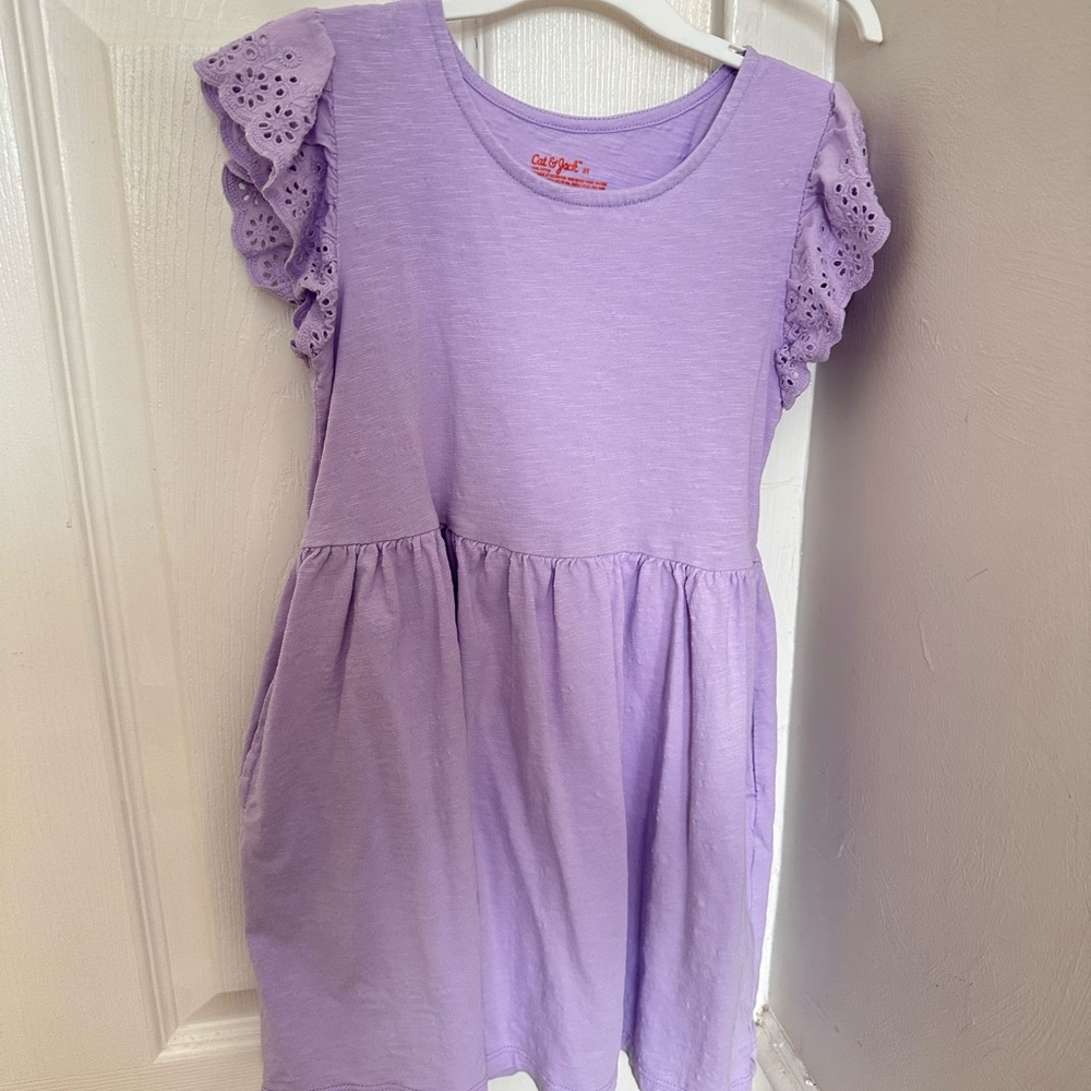 Cat & Jack Lavender Eyelet Sleeve Dress